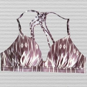 COPY - Athleta Aqualuxe Molded Cup Bikini Swimsuit Top Foxtail Taupe Ikat Print…